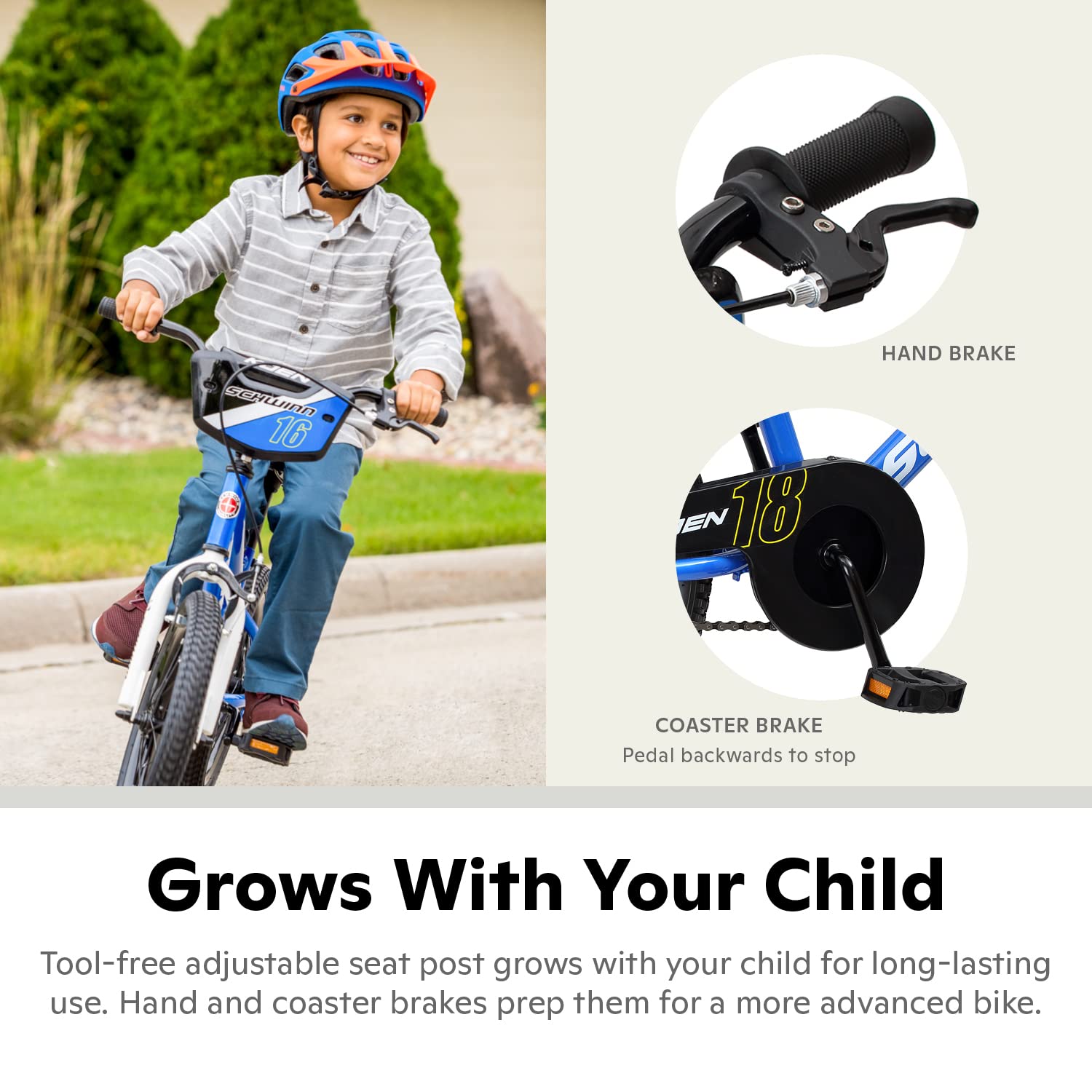 Schwinn Koen Bike, 16 Inch Bike for Kids Ages 3-7, SmartStart Ergonomic Design for Kids, Adjustable Seat Grows with your Child, Rear Coaster Brake and Front Caliper Brake, Training Bicycle