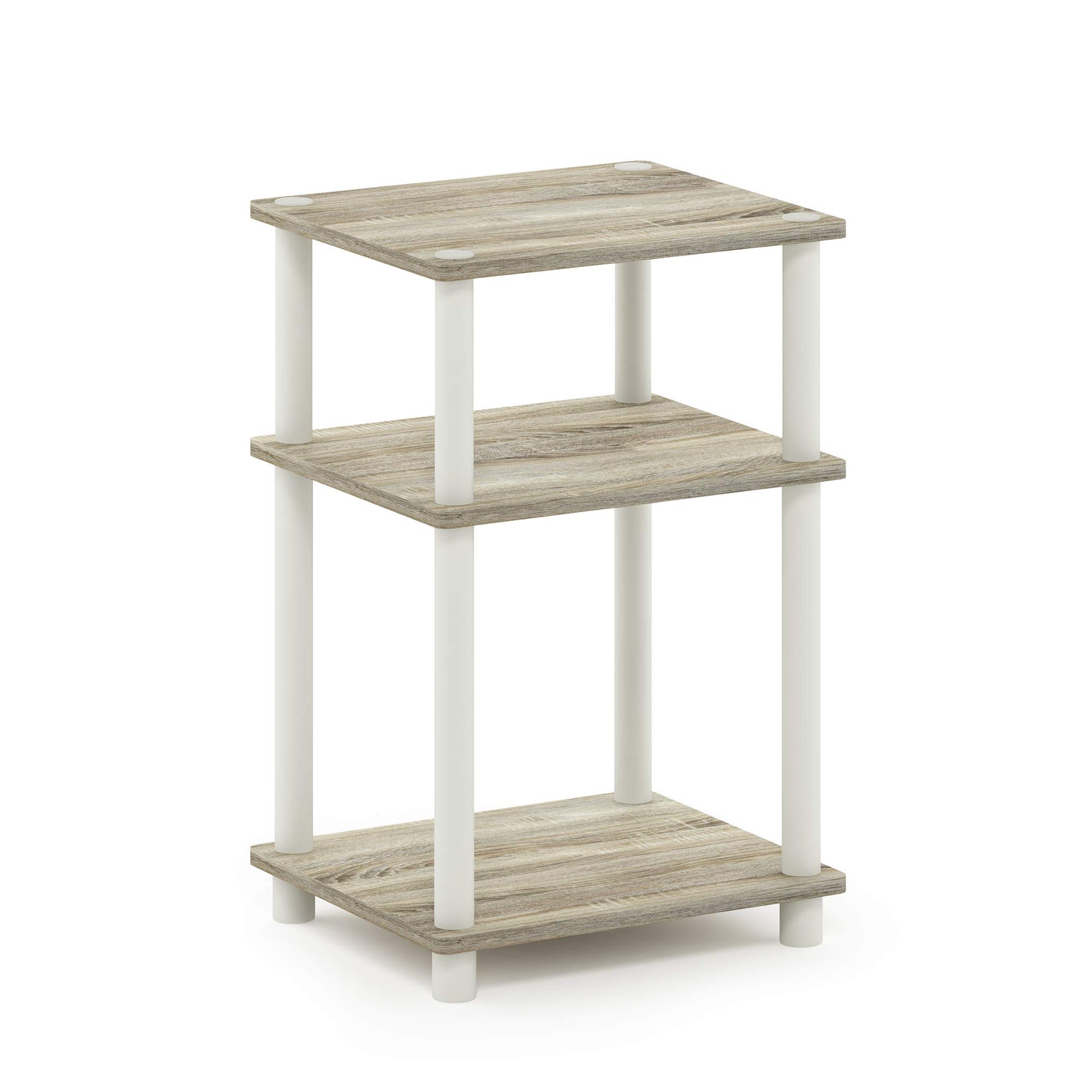 Furinno JUST Side Table, 3-Tier End Table, Open Shelves Night Stand, Bedside Table, Toolless Assembly, for Living Room, Bedroom, Bathroom, Columbia Walnut