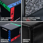 Titan Fitness Youth Heavy Foam Plyometric Jump Box, 12in 14in 16in, Pro-Duty Foam Plyo Box, Step Up Exercise Platform, Box Squat workout Step, Box Jumps for Home Gym, Box Jump Plyometric Box