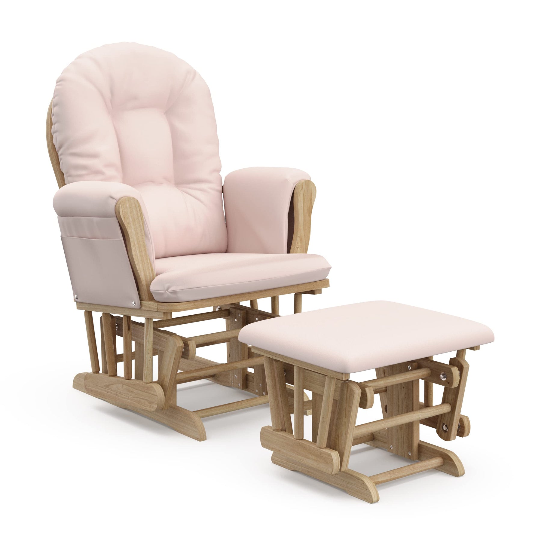 Storkcraft Premium Hoop Glider & Ottoman (Espresso with Beige) — GREENGUARD Gold Certified, Solid Wood Craftsmanship, Convenient Storage Pockets, Glider Rocking Chair for Nursery, Multi-Award-Winning