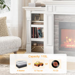 Naice 72" Electric Fireplace with Mantel and Cabinets, Fireplace TV Stand for Living Room Bedroom, Stacked Stone Surround and Remote Control 3D Realistic Flame, Black