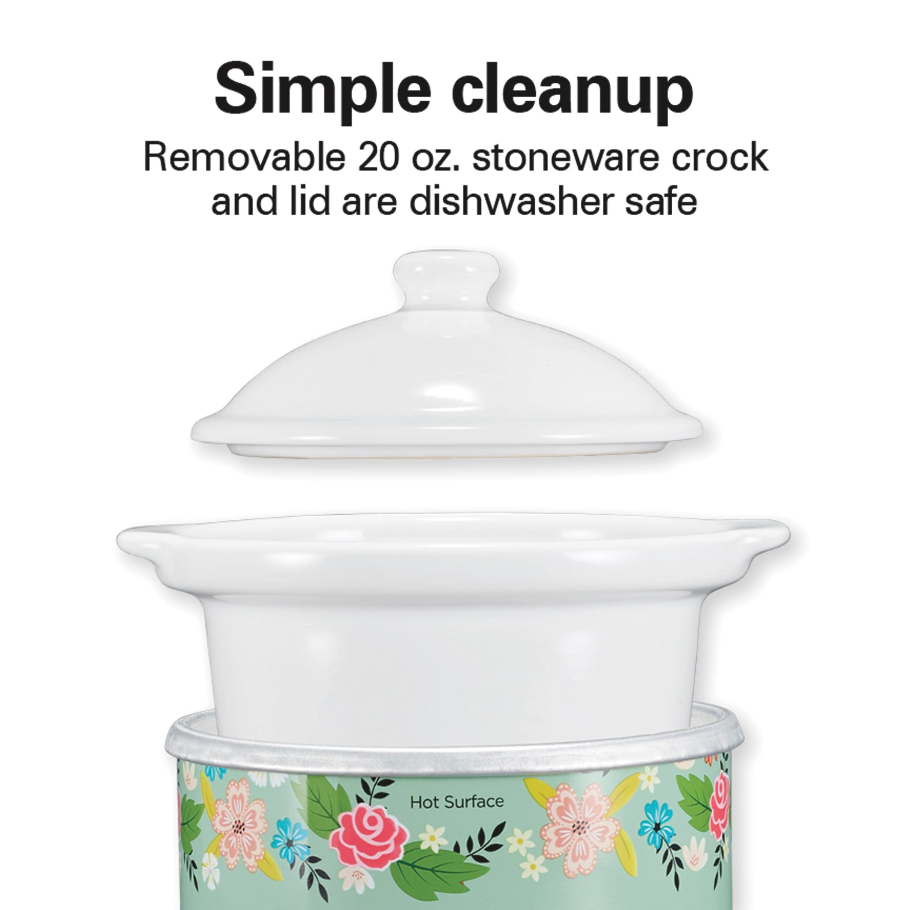 Hamilton Beach Party Dipper Electric Food Warmer Twin Pack, Great for Entertaining and Gifts, 20 oz. Capacity, For Desserts, Dips, Sauces, Cheeses, Solid Pink and Colorful Floral Print (33102)