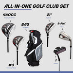 Precise M5 Men's Golf Set – 460cc Driver, Fairway Wood, Hybrid, 5-PW Irons, Putter & Stand Bag | Complete 14-Piece Golf Club Set - Right Hand Regular Size