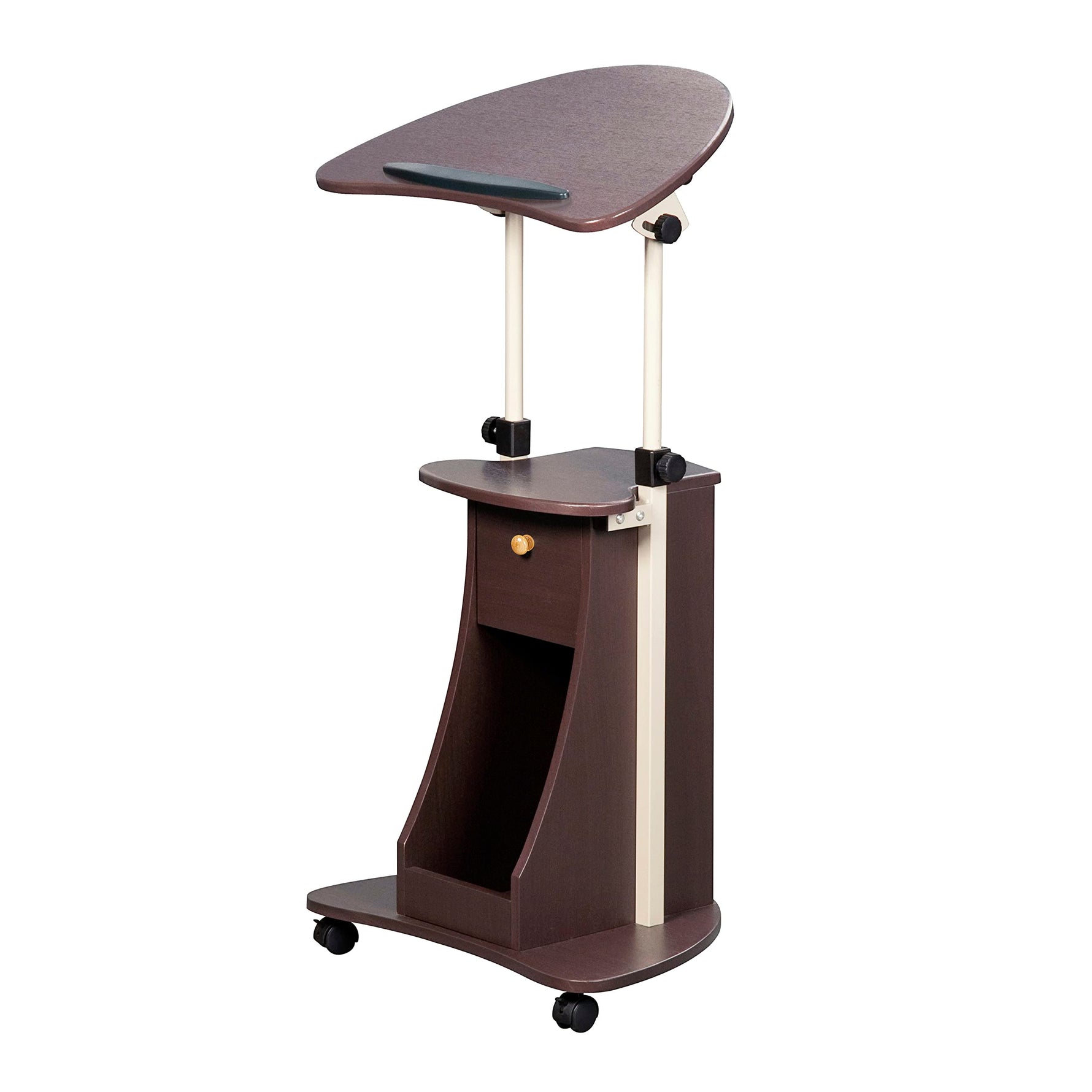Techni Mobili Sit-to-Stand Rolling Adjustable Height Laptop Cart with Storage, Graphite, 22 x 16 x 46