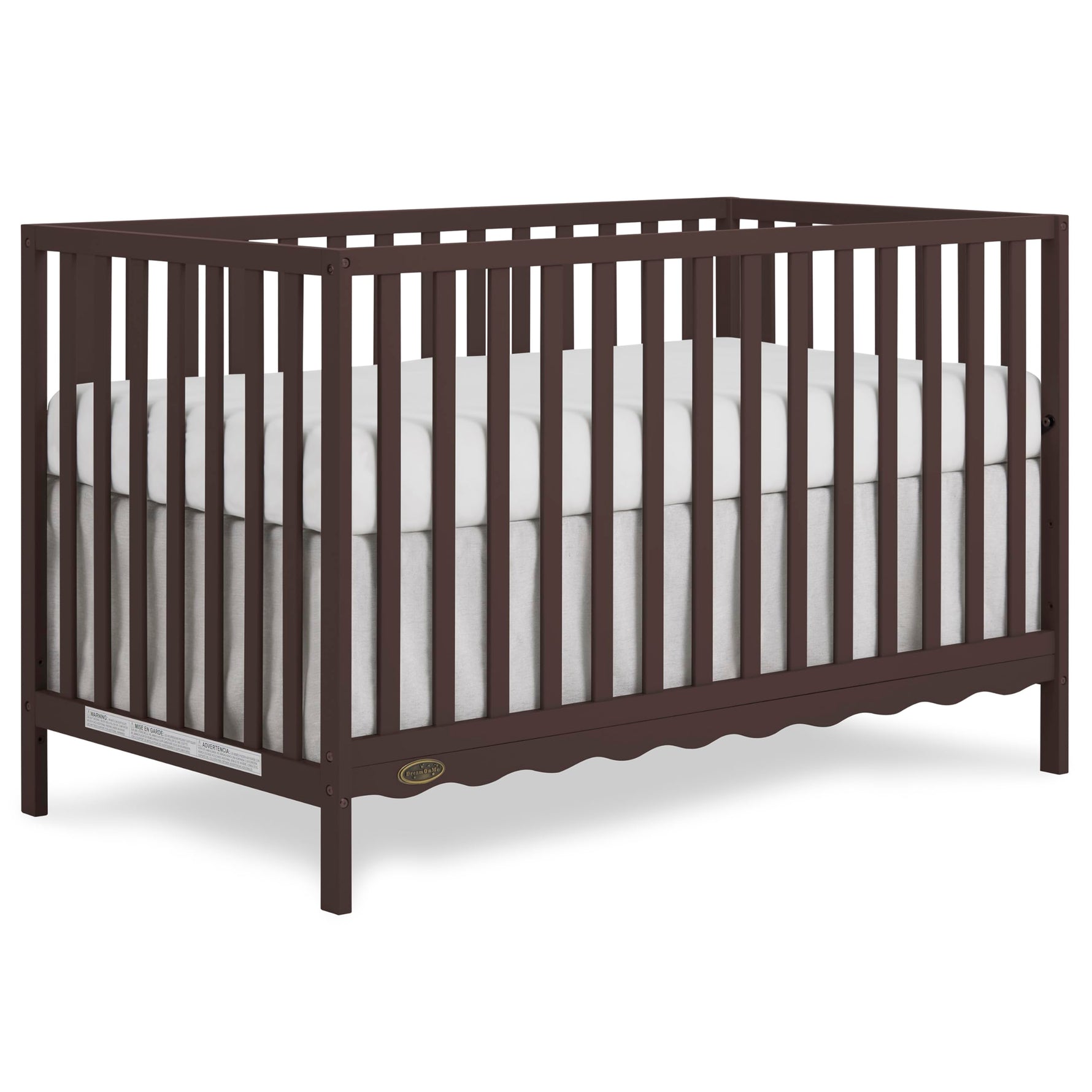 Dream On Me Synergy 5-in-1 Convertible Full-Size Baby Crib with Toddler, Day & Full Bed Conversion in White, GreenGuard Gold & BSA, 3 Mattress Heights, Sustainable Pinewood