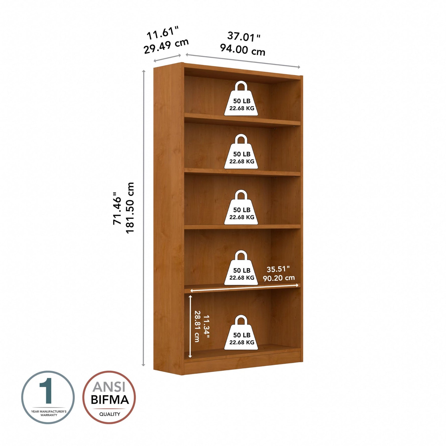 Bush Home Universal Small 2 Shelf Bookcase in Black, Low Storage and Display Bookshelf for Home Office or Living Room Organization