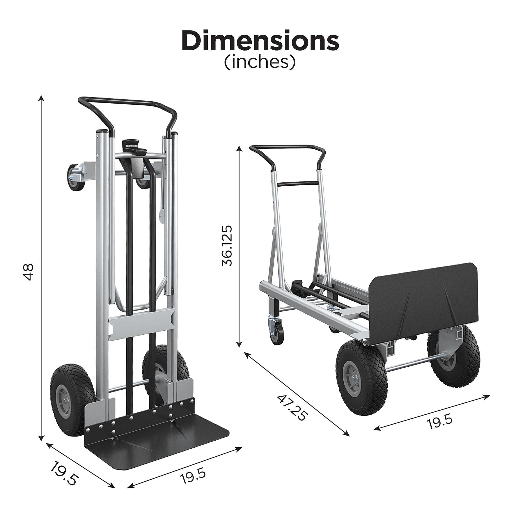 Cosco 12204ASB1E 2-in-1 Hybrid Handtruck, Commercial Use, Silver