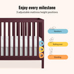 Dream On Me Synergy 5-in-1 Convertible Full-Size Baby Crib with Toddler, Day & Full Bed Conversion in White, GreenGuard Gold & BSA, 3 Mattress Heights, Sustainable Pinewood
