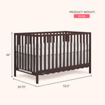 Dream On Me Synergy 5-in-1 Convertible Full-Size Baby Crib with Toddler, Day & Full Bed Conversion in White, GreenGuard Gold & BSA, 3 Mattress Heights, Sustainable Pinewood