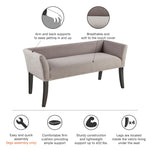 Madison Park Accent Bench, Upholstered with Nailhead Trim, & Padded Seat Entryway Bench Small, End of Bed Bench with Back, 49.5" W x 19.25" D x 23" H, Grey