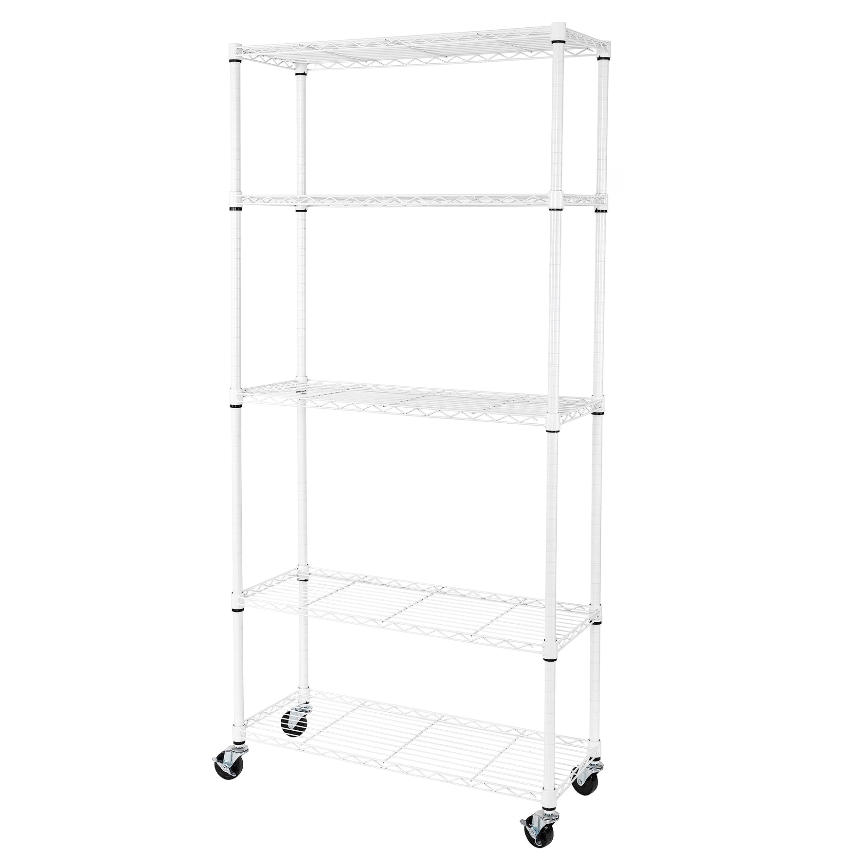 UltraDurable 5-Tier NSF Steel Wire Shelving, 48"W x 24"D x 76"H, Black | Heavy-duty commercial-grade solid steel wire storage rack featuring 800 pounds per shelf weight capacity