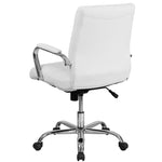 Flash Furniture Whitney Mid-Back Swivel LeatherSoft Desk Chair with Wheels, Padded Seat and Armrests, Adjustable Height Padded Office Chair, Black