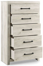 Signature Design by Ashley Cayboni Vintage 5 Drawer Wide Chest with Safety Stop for Bedroom, White