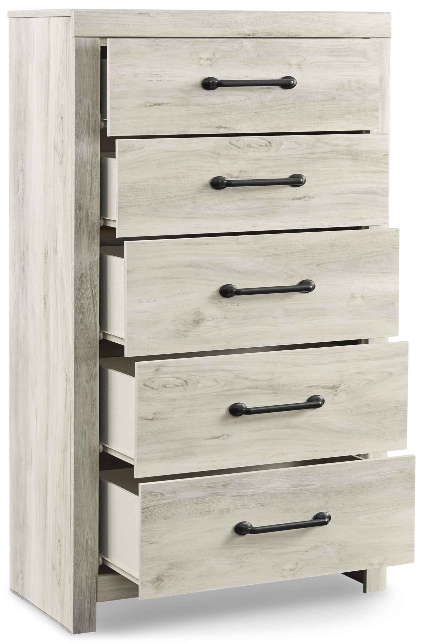 Signature Design by Ashley Cayboni Vintage 5 Drawer Wide Chest with Safety Stop for Bedroom, White