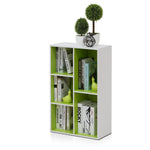 Furinno LUDER Book Shelf, 5-Cube Bookshelf, Reversible Bookcase, 9.4 x 19.5 x 31.5, Easy Assembly, for Living Room, Bedroom, Home Office, White
