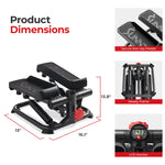 Sunny Health & Fitness Mini Steppers with Digital Monitor and Resistance Bands, Compact Low-Impact Cardio Machines for Home Workouts