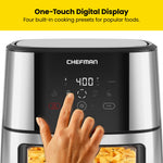 Chefman Air Fryer 8 Qt | TurboFry® 4-in-1 with 450°F Hi-Fry Option for Crispier Results | Bake, Dehydrate, Frozen | XL Nonstick Dishwasher-Safe Basket | Stainless Steel