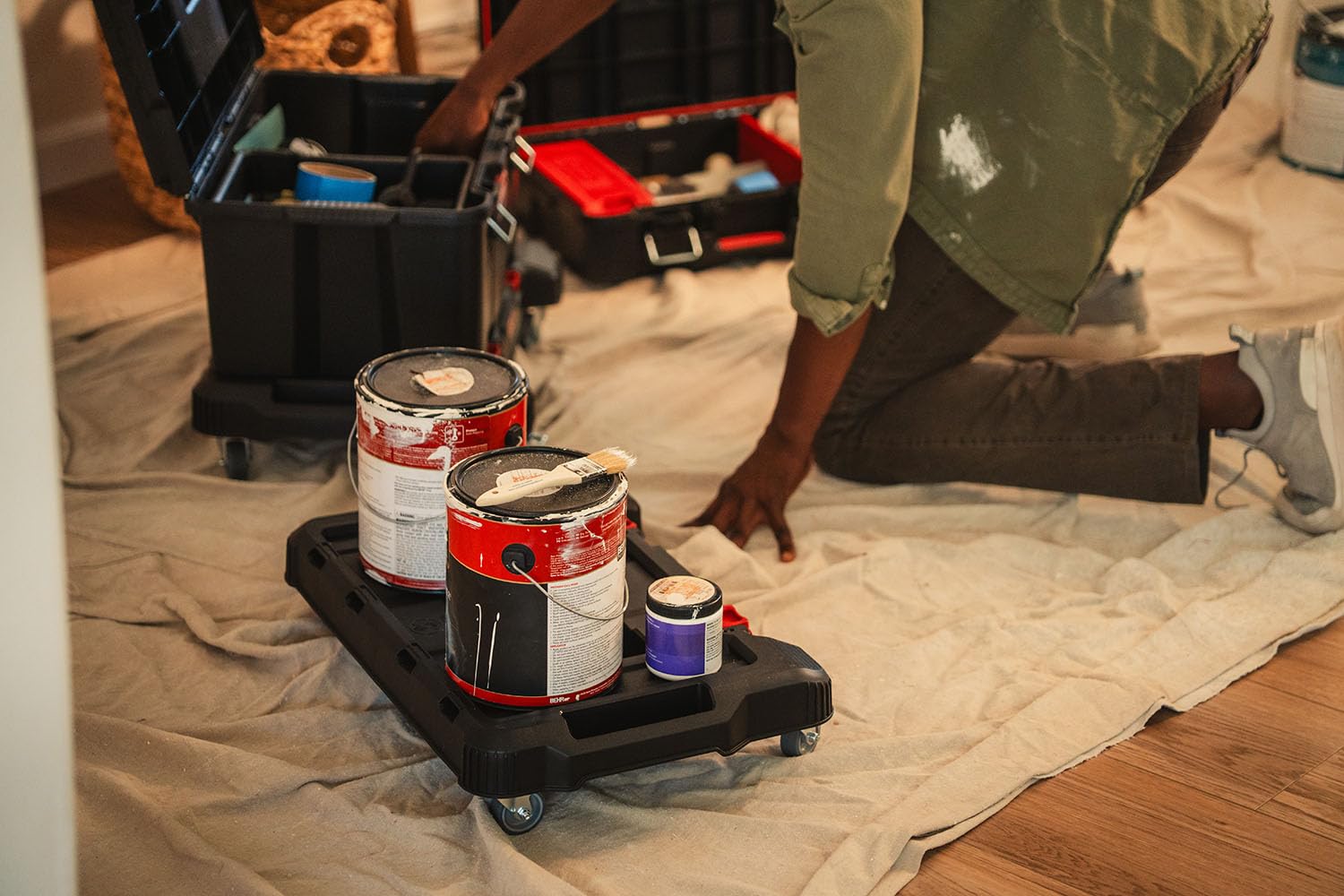 Keter Stack-n-Roll Dolly – Heavy-Duty Rolling Base Cart with Locking Wheels | Modular Mobile Workstation & Tool Storage Platform | Durable, Easy-Glide Design for Garage, Jobsite & Workshop