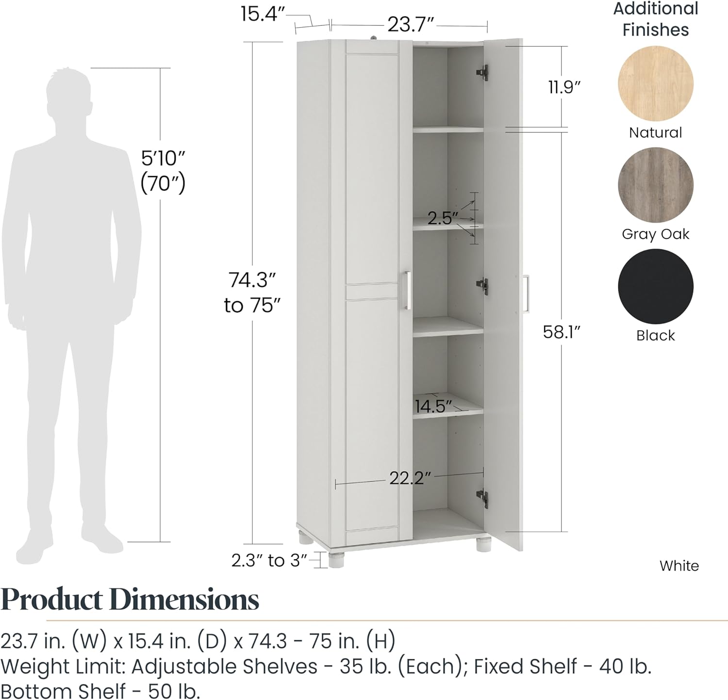 SystemBuild Callahan 24 Inch Utility Storage Cabinet in White