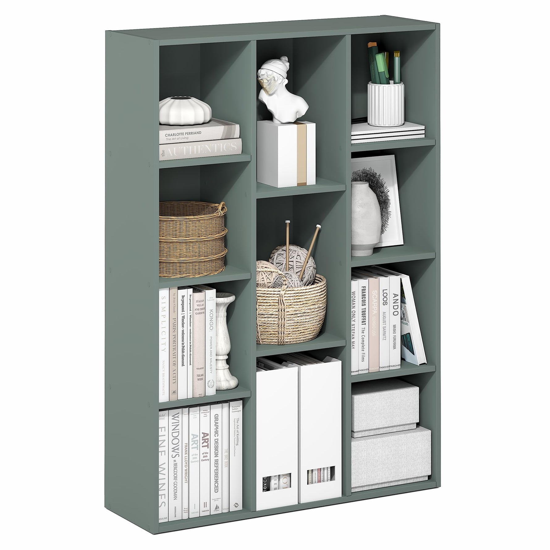 Furinno LUDER Book Shelf, 5-Cube Bookshelf, Reversible Bookcase, 9.4 x 19.5 x 31.5, Easy Assembly, for Living Room, Bedroom, Home Office, White