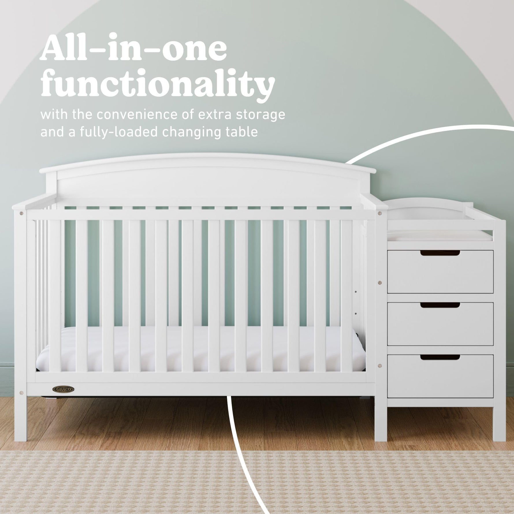 Graco Benton 5-in-1 Convertible Crib – GREENGUARD Gold Certified, Converts from Baby Crib to Toddler Bed, Daybed and Full-Size Bed, Fits Standard Full-Size Crib Mattress (White)