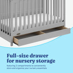 Graco Hadley 5-in-1 Convertible Crib with Drawer – GREENGUARD Gold Certified, Fits Standard Crib Mattress, Converts to Toddler Bed, Daybed and Full Bed, 4 Adjustable Mattress Heights (White)