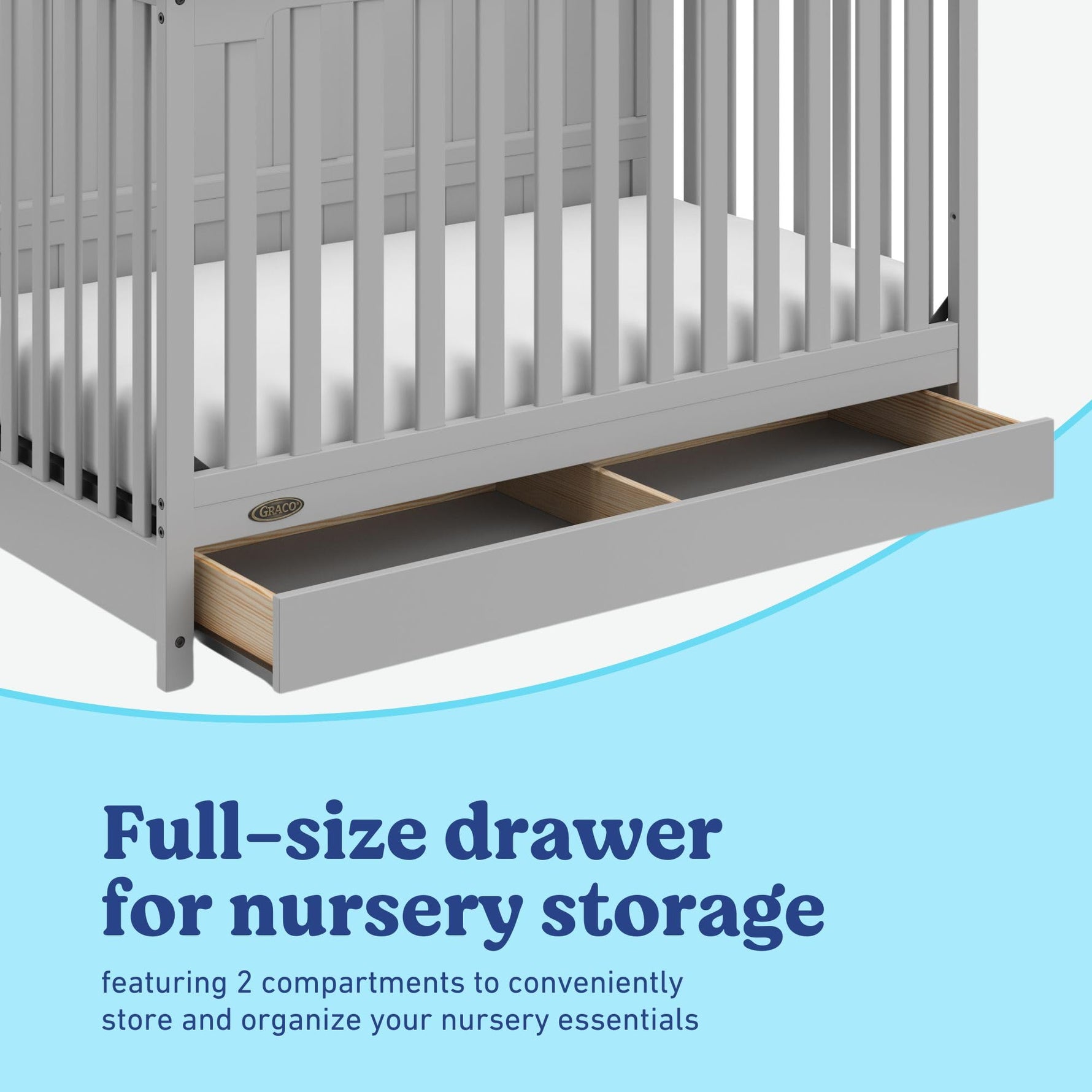 Graco Hadley 5-in-1 Convertible Crib with Drawer – GREENGUARD Gold Certified, Fits Standard Crib Mattress, Converts to Toddler Bed, Daybed and Full Bed, 4 Adjustable Mattress Heights (White)