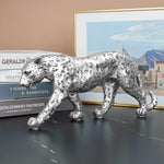 Cheetah Statue Home Decor Leopard Sculpture Resin Sitting Cheetah Figurine Desktop Table Top Ornament Decoration for Home Office-Gold Or Silver (Walking-Champagne Gold)