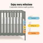 Dream On Me Synergy 5-in-1 Convertible Full-Size Baby Crib with Toddler, Day & Full Bed Conversion in White, GreenGuard Gold & BSA, 3 Mattress Heights, Sustainable Pinewood