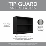 Bush Home Universal Small 2 Shelf Bookcase in Black, Low Storage and Display Bookshelf for Home Office or Living Room Organization