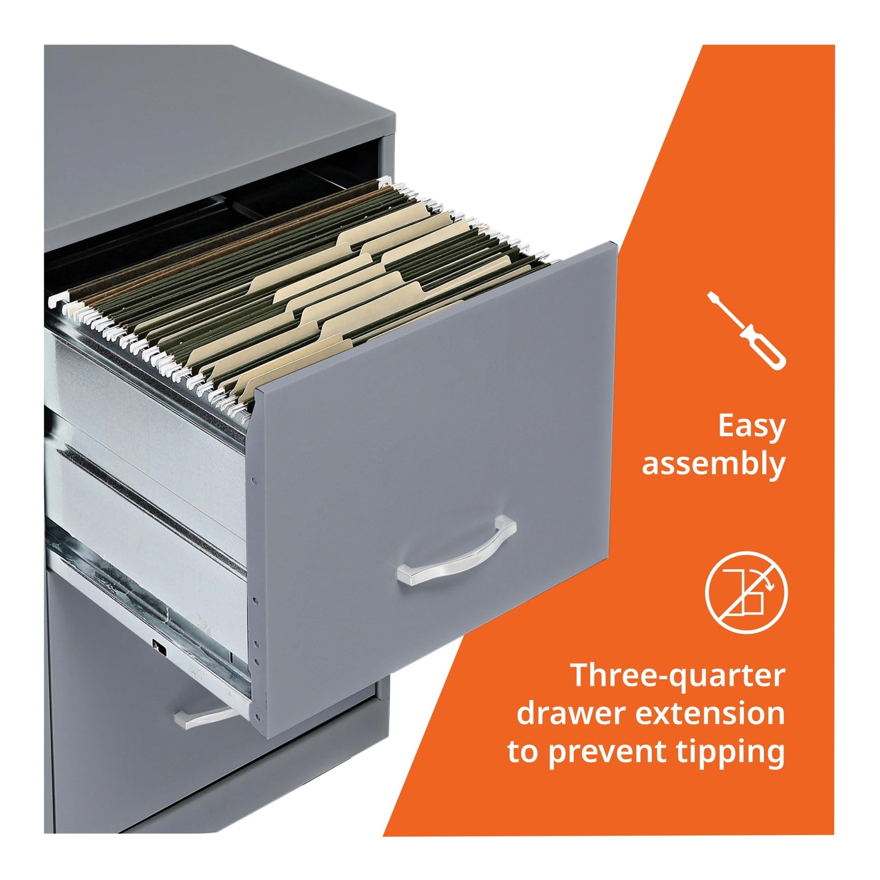 NuSparc 2 Drawer Locking Filing Cabinet | Pre-Assembled Steel Construction | Space-Saving Design is Perfect for Home and Small Office | Letter-Size | Assembled in North America