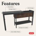 Keter Unity XL Portable Outdoor Table with Stainless Steel Top for Kitchen Prep and Outdoor Storage Cabinet for Grilling Accessories, Dark Grey
