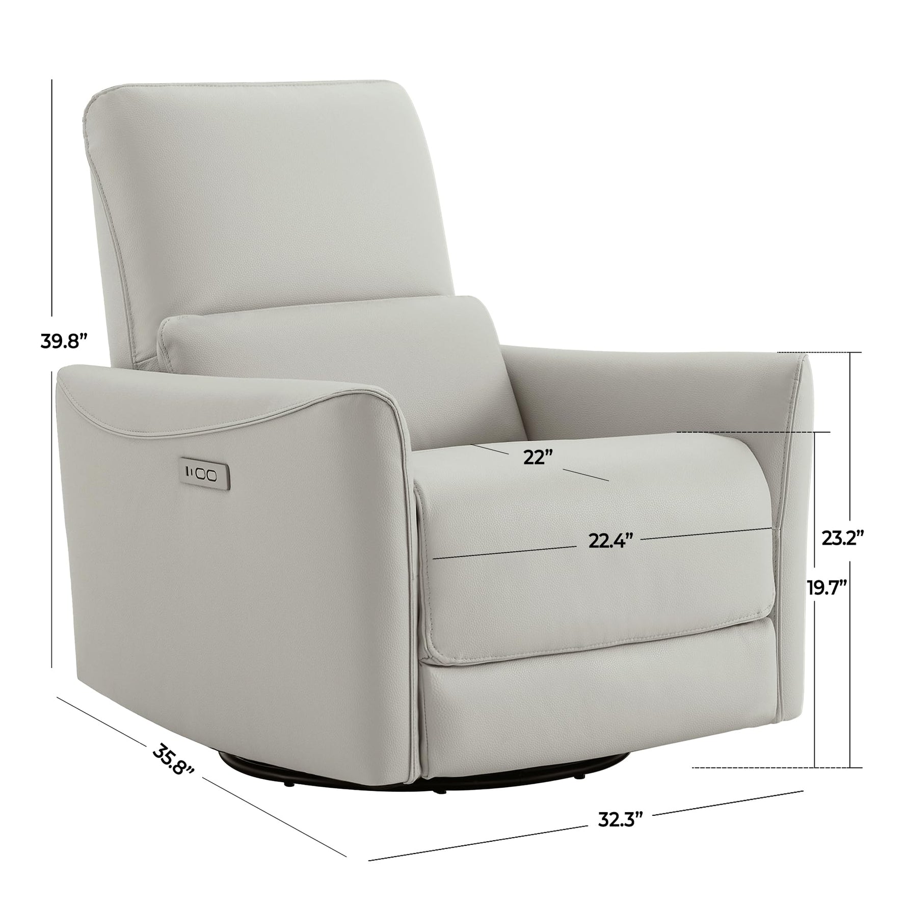 CHITA Power Recliner Chair Swivel Glider, FSC Certified Upholstered Living Room Nursery Reclining Sofa Chair with Lumbar Support, Linen