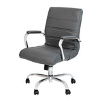 Flash Furniture Whitney Mid-Back Swivel LeatherSoft Desk Chair with Wheels, Padded Seat and Armrests, Adjustable Height Padded Office Chair, Black