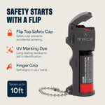 Mace Pepper Spray - Pocket Model, 0.42 oz, 10 Feet Range, Max Police Strength, Long Lasting UV Dye, Flip Top Safety Cap, Self Defense Pepper Spray for Women & Men - Black