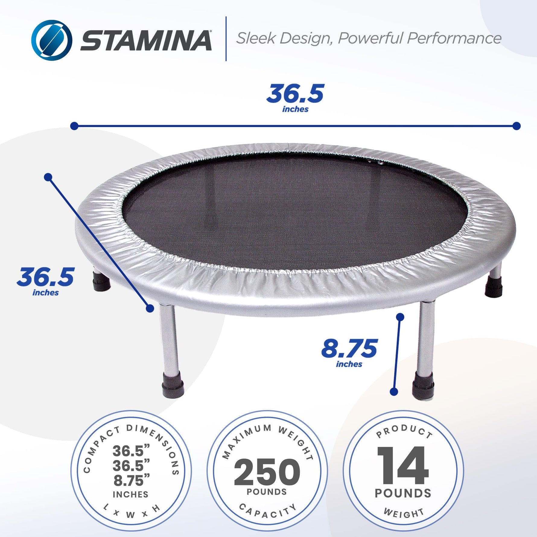 Stamina 36-Inch Folding Trampoline | Quiet and Safe Bounce | Supports Up To 250 Pounds