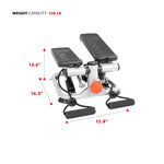 Sunny Health & Fitness Mini Steppers with Digital Monitor and Resistance Bands, Compact Low-Impact Cardio Machines for Home Workouts