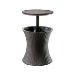Keter Pacific Cool Bar Outdoor Patio Furniture and Hot Tub Side Table with 7.5 Gallon Beer and Wine Cooler, Espresso Brown