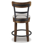 Signature Design by Ashley Valebeck Upholstered Swivel Stool, Cushioned Seat, Woven Fabric Upholstery, Wood, 24" H, Brown & Black