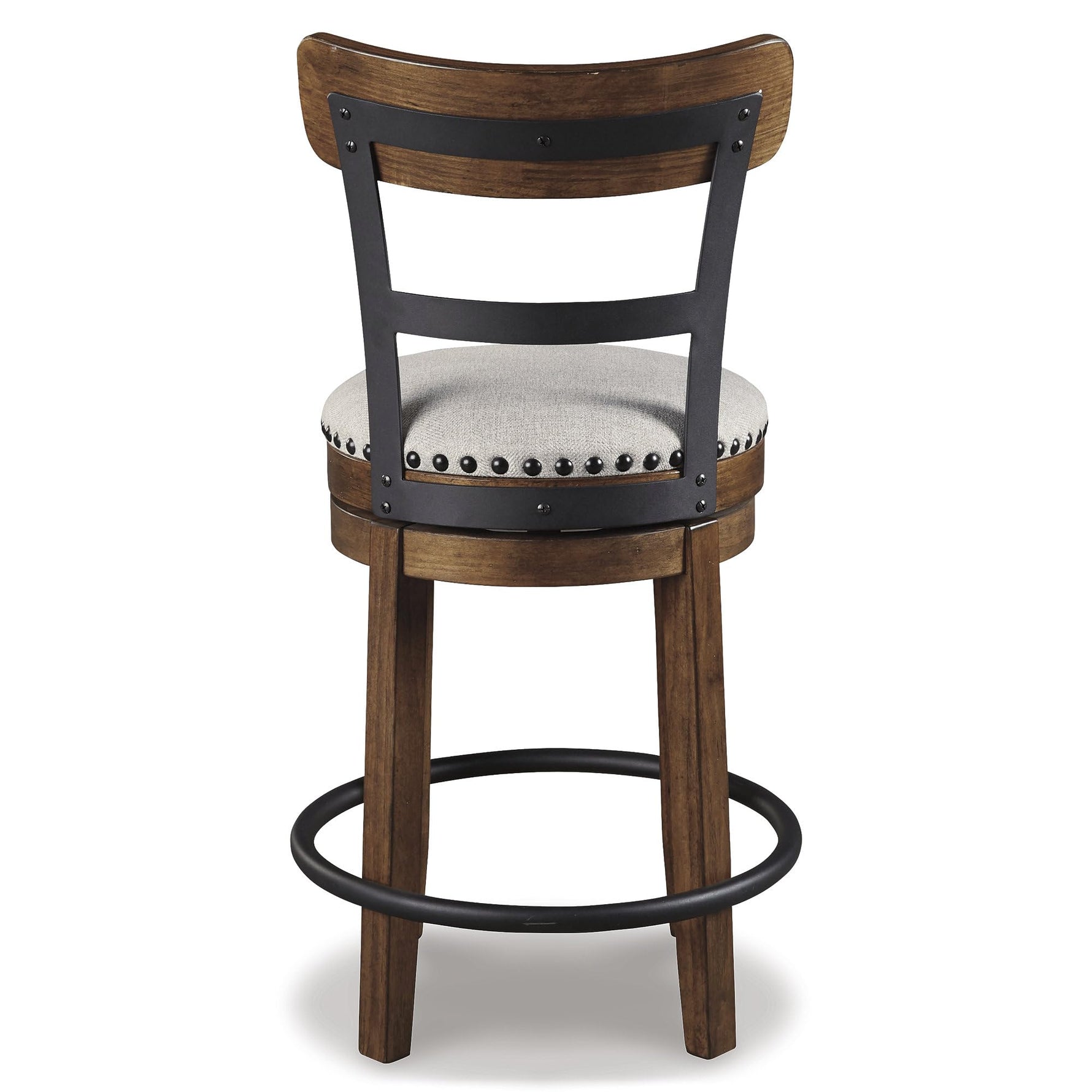 Signature Design by Ashley Valebeck Upholstered Swivel Stool, Cushioned Seat, Woven Fabric Upholstery, Wood, 24" H, Brown & Black