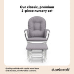 Storkcraft Premium Hoop Glider & Ottoman (Espresso with Beige) — GREENGUARD Gold Certified, Solid Wood Craftsmanship, Convenient Storage Pockets, Glider Rocking Chair for Nursery, Multi-Award-Winning