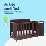 Graco Hadley 5-in-1 Convertible Crib with Drawer – GREENGUARD Gold Certified, Fits Standard Crib Mattress, Converts to Toddler Bed, Daybed and Full Bed, 4 Adjustable Mattress Heights (White)