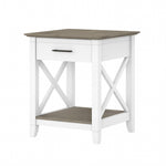 Bush Home End Table with Drawer, Nightstand with Storage, Living Room and Bedroom Furniture, Key West Collection, Washed Gray
