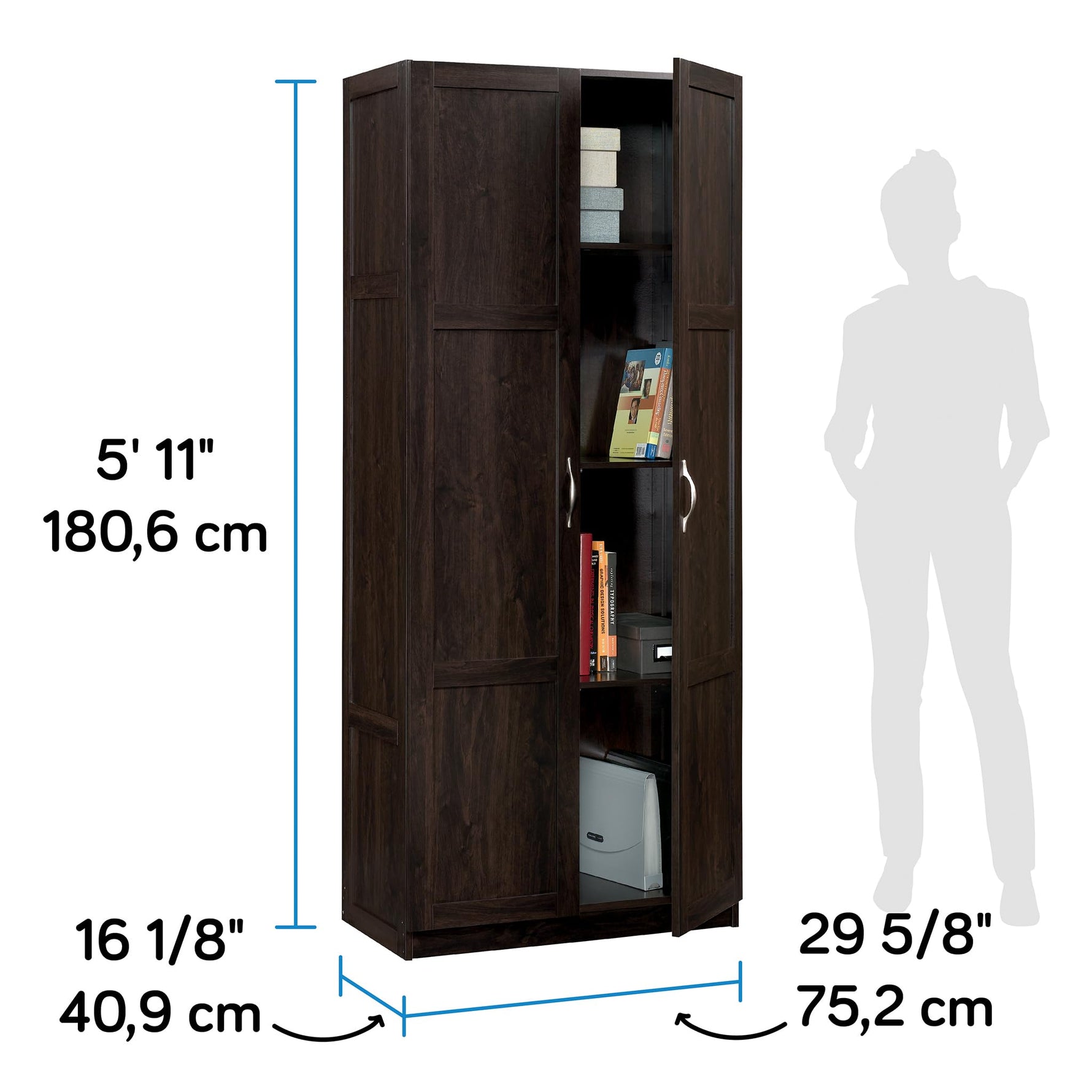 Sauder Select Storage Cabinet, Pantry Cabinet Kitchen Storage with Adjustable Shelves, Utility Room Storage Cabinet, in Reclaimed Pine