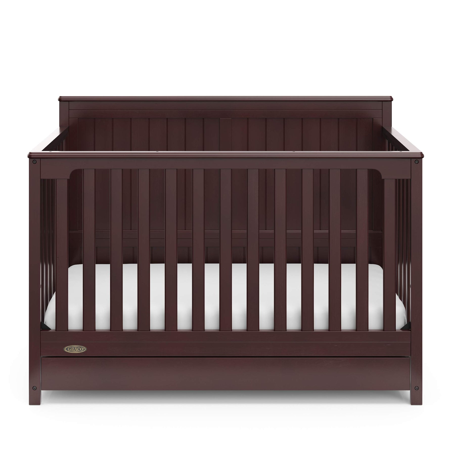 Graco Hadley 5-in-1 Convertible Crib with Drawer – GREENGUARD Gold Certified, Fits Standard Crib Mattress, Converts to Toddler Bed, Daybed and Full Bed, 4 Adjustable Mattress Heights (White)