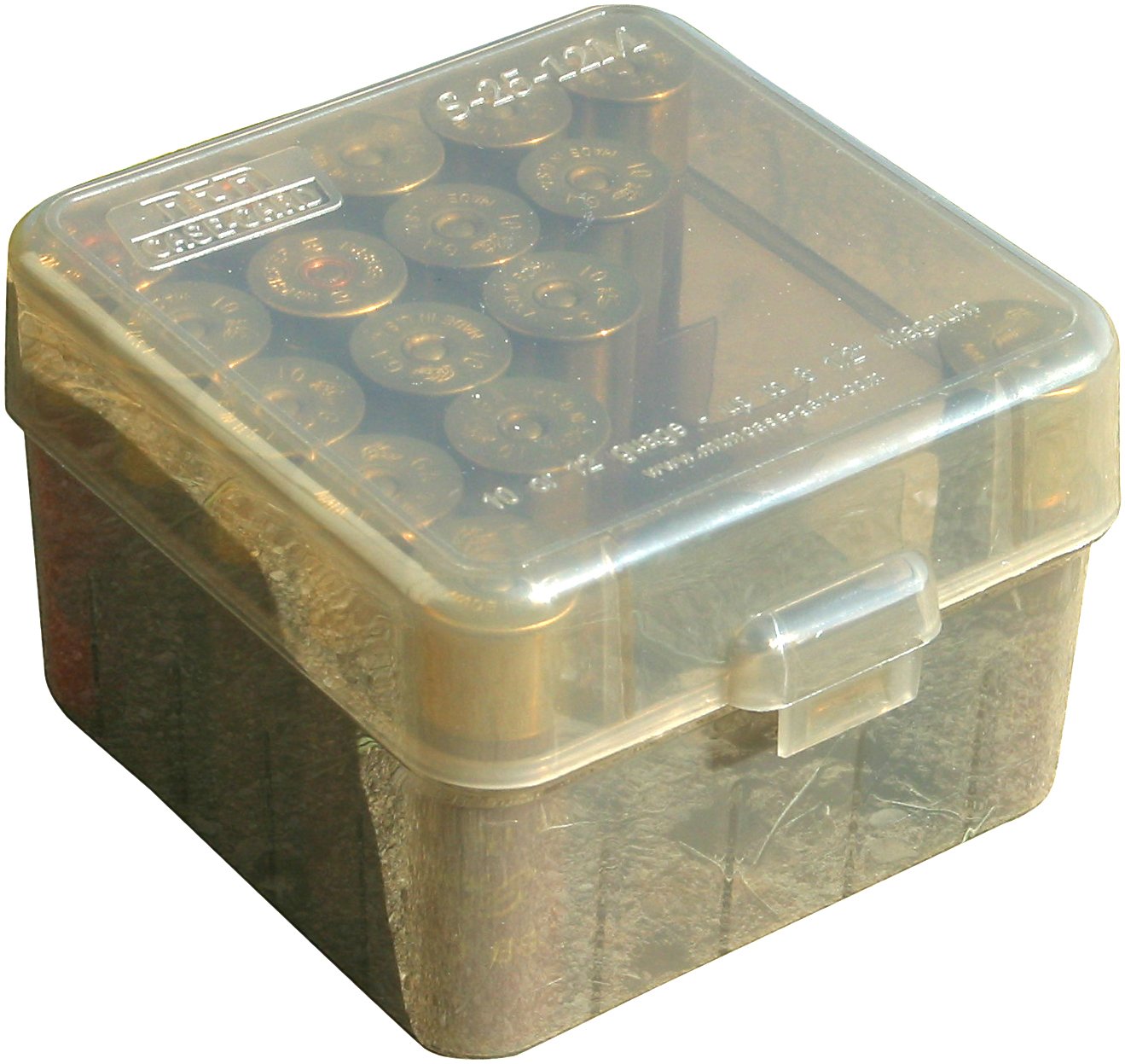 MTM S25-12M-41 25 Round Shotshell Box, USA Made, Clear Smoke