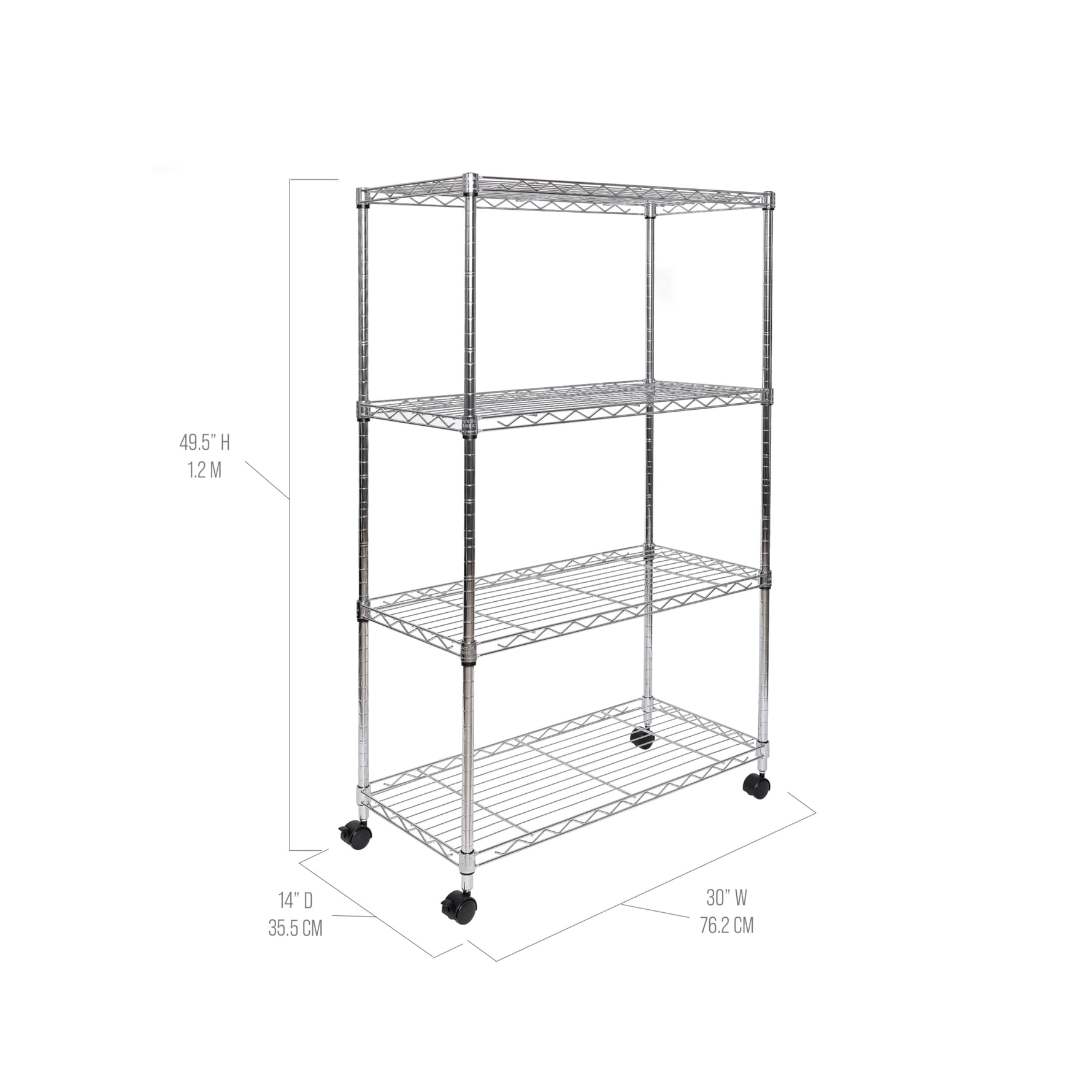 5-Tier Steel Wire Shelving, 30"W x 14"D x 61.5"H | Durable solid steel wire storage rack with adjustable shelves featuring 300 pounds per shelf weight capacity for home use