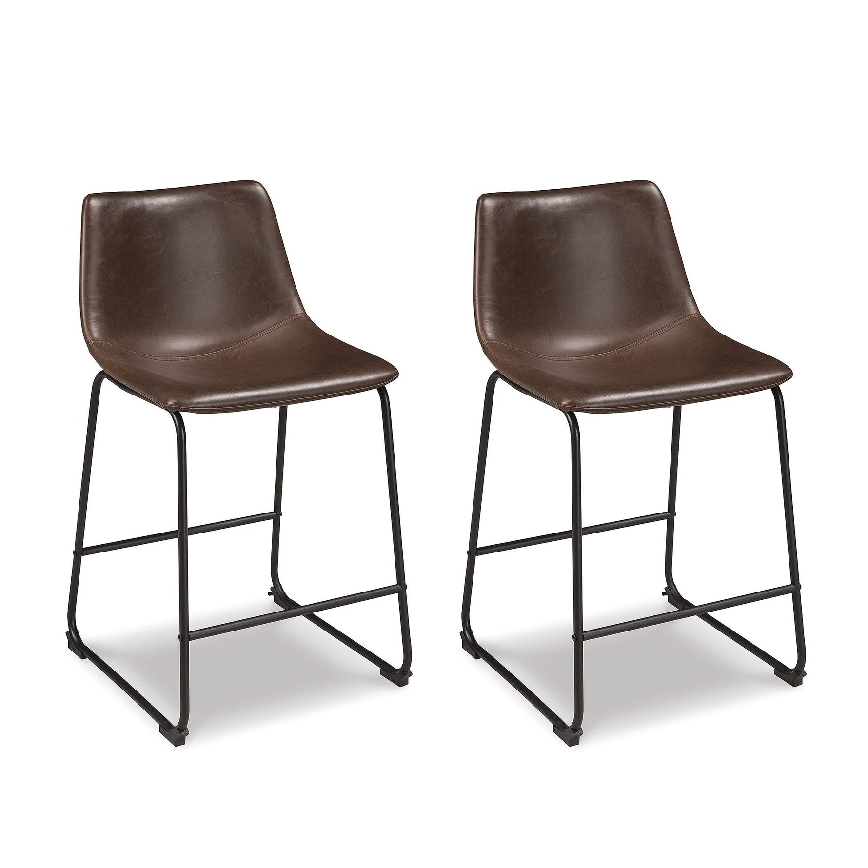 Signature Design by Ashley Centiar 24" Counter Height Modern Bucket Barstool, 2 Count, Black