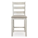 Signature Design by Ashley Skempton | 2-Count 24" Counter-Height Upholstered Bar Stools – Coastal Chic Ladder-Back, Antique White