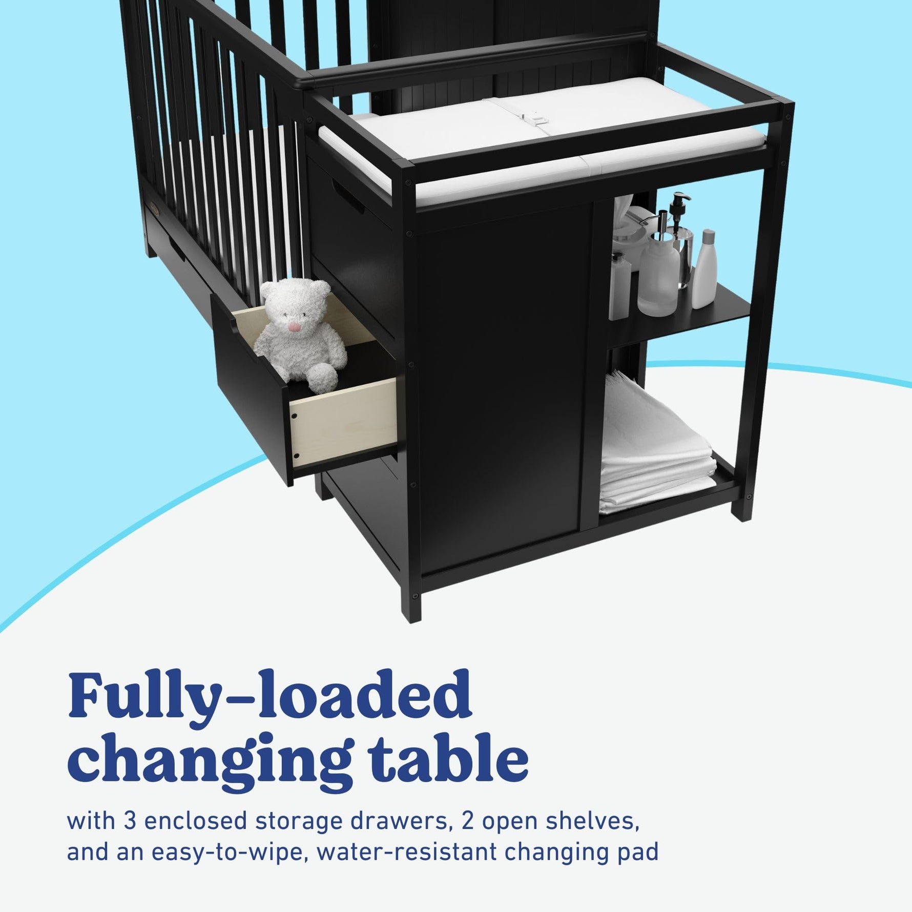 Graco Hadley 5-in-1 Convertible Crib with Drawer – GREENGUARD Gold Certified, Fits Standard Crib Mattress, Converts to Toddler Bed, Daybed and Full Bed, 4 Adjustable Mattress Heights (White)